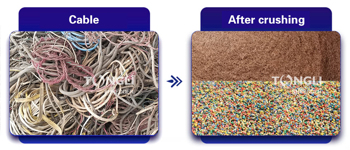 Before and after cable crushing
